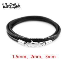 1.5mm 2mm 3mm Leather Cord Necklace Chain Stainless Steel Lobster Clasp Connector Waxed Rope Men Women DIY Jewelry Accessories 2024 - buy cheap