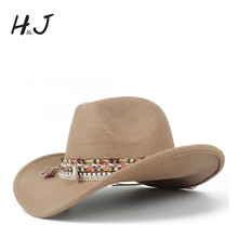 Fashion Women Wool Hollow Western Cowboy Hat Lady Jazz Outback Jazz Toca Sombrero Cap Size 56-58CM 2024 - buy cheap