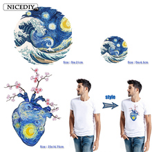 Nicediy Iron On Transfers For Clothes Van Gogh Painting The Starry Night Art Heat Transfer Vinyl Sticker Thermal Transfer Badge 2024 - buy cheap