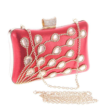 Bamboo Charm New Fashion Women's PU Evening Clutch Crystal Rhinestones Hasp Handbag Metal Chain Crossbody Shoulder Bag, 7 Colors 2024 - buy cheap