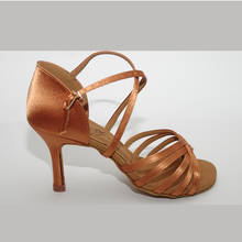 Latin Dance Shoes Woman Ballroom Salsa Heel 8.5cm High-grade imported satin Samba shoes BD Dance 216 Dark Complexion Soft Sole 2024 - buy cheap