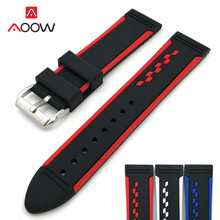 Universal Silicone Watchband 20mm 22mm 24mm Stainless Steel Clasp Black Rubber Replacement Bracelet Band Strap Watch Accessories 2024 - buy cheap