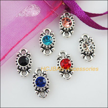 24Pcs Tibetan Silver Mixed Crystal Round Flower Charms Pendants 6.5x11.5mm 2024 - buy cheap