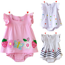 Baby Girls Bodysuit Cotton Toddler Short Sleeve Clothing Summer Infant Jumpsuit Cartoon Newborn Princess Skirt Baby Girl Clothes 2024 - buy cheap