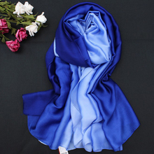 Luxury silk scarves shawl female gradient scarf 190*100cm women thin long asymmetrical scarf shawl spring summer beach outdoor 2024 - buy cheap