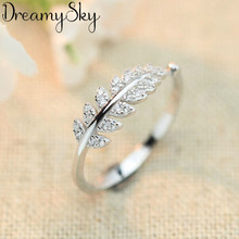 2019 Fashion Crystal Leaf Rings For Girls Christmas Gifts Adjustable Ring Luxury Jewelry Wholesale 2024 - buy cheap