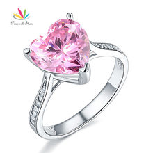 Peacock Star 3.5 Ct Heart Fancy Pink Wedding Promise Engagement Ring Solid 925 Sterling Silver Jewelry CFR8216 2024 - buy cheap