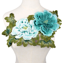 Aplique de encaje Floral exquisito verde con lentejuelas para decoración de boda, diademas, Collar de cuello, álbum de recortes 2024 - compra barato