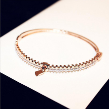 2018 New high quality Rose Gold Bracelet Hot Sale Creative Fashion fine Side Zipper Crystal Bracelet For Women All-match Hand 2024 - buy cheap