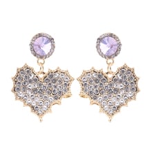 Dominated Exaggerated fashion crystal heart earrings contracted joker long Women Drop earrings Jewelry 2024 - buy cheap