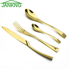 JANKNG 4pcs/lot High Quality 24K Gold Cutlery Set Western Stainless Steel Dinner Set Fork Knife TeasSpoon Table Dinnerware Set 2024 - buy cheap