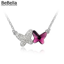 BeBella-collar con colgante de doble mariposa y cristales Swarovski, joyería original, regalo para mujer y chica 2024 - compra barato