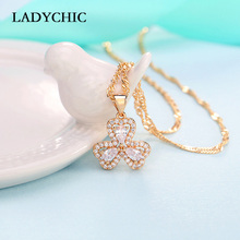 LADYCHIC High Quality Crystal Clover Pendant Romantic Three Leaves Flower Lucky Necklaces Women Jewelry Gift Wholesale LN1141 2024 - buy cheap