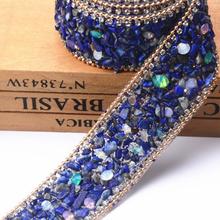 5PCS Beaded Rhinestons Chain Trim Iron On Diamond Crystal Ribbon Wrap Trim Sewing Accessories DIY Wedding Dress Shoes Decor Blue 2024 - buy cheap