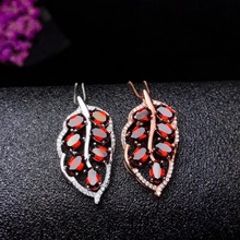 Uloveido Red Garnet Stone Leaves Pendant Necklace Women 925 Sterling Silver Gemstone Anniversary Necklace Pendant for Girl FN339 2024 - buy cheap