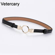 Fashion New Brand Paint PU Leather Belt For Women Thin Waistband Lady cummerbunds For Dress gold circle buckle Free Adjust Belts 2024 - buy cheap