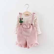 2019 Baby girls new spring sets Kids girls cute long sleeve striped Sweatshirt+ cartoon overall clothing set 1-2 Years ! 2024 - buy cheap