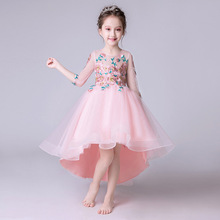 Elegant Spring Summer Pink Princess Flower Girl Dress Kids Half Sleeves Embroidery Pageant Ball Gowns First Communion Dress 2024 - buy cheap