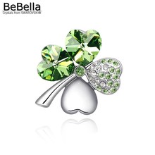 BeBella-broche de trébol de cristal para mujer, hecho con Elementos Swarovski, 11 colores disponibles 2023 - compra barato