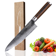 SUNNECKO-cuchillo de Chef de 8 pulgadas, hoja afilada de acero de Damasco, 73 capas, mango de madera de Color, cuchillos para corte de carne 2024 - compra barato
