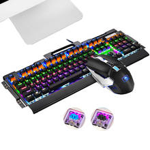 Technology 104 Keys Real Mechanical Keyboard Blue Black Switch Rainbow LED Backlit Computer Gaming Keyboard+New Pro Gaming Mouse 2024 - buy cheap