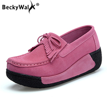 Кроссовки BeckyWalk женские замшевые, на толстой платформе, повседневная обувь с кисточками, на осень 2024 - купить недорого