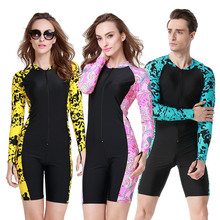 Lycra Dive Skin Swim Rash Guard Surfing Snorkeling Swimwear Lycra Wetsuit Blue/Pink/Yellow Floral/Black Long Sleeve One-piece 2024 - buy cheap