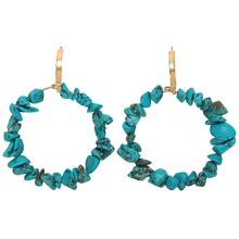 Bilincolor fashion summer natrual stone blue  bohemia hanging earrings for women 2024 - buy cheap