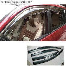 Capa do carro sticke lâmpada de plástico janela vidro vento viseira chuva/sun guard vent 4 pçs para chery Tiggo-3 2014 2015 2016 2017 2024 - compre barato