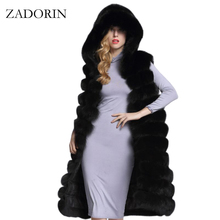 ZADORIN New Luxury Thick Warm Long Faux Fur Vest Sleeveless Winter Jacket Women Furry Hooded Fake Fur Coats veste longue femme 2024 - buy cheap