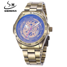 relogio masculino SHENHUA Watches Men Fashion Vintage Bronze Skeleton Automatic Self Wind Mechanical Watches Men Wrist Watches 2024 - buy cheap
