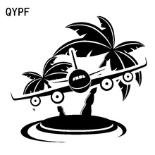 QYPF 17.6cm*16.2cm Interesting Durable Island Takeoff Plane And Tree Vinyl Car Sticker Beautiful Decal Diverse C18-0804 2024 - buy cheap