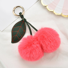 21 Colors Candy Cherry Furry Keychain Cute Sweet Faux Fur Fruit Shape Pendant Car Handbag Decoration Pompon Gift 2024 - buy cheap