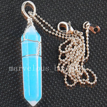 Free Shipping Beautiful jewelry  Opalite Opal Hexagonal Pointed Reiki Chakra Pendant Necklace wich Chain 1Pcs MC3505 2024 - buy cheap