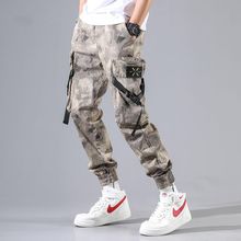 Calça cargo de algodão masculina, calça harajuku elástica de vários bolsos para homens, outono e hip hop 2024 - compre barato