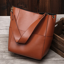 Fashion Genuine Leather Bucket Bag Women Shoulder Bags High Quality Large Capacity Ladies Leather Shopping Bag 2024 - buy cheap