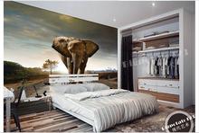 Papel tapiz personalizado de pared de fotos, tapiz 3d de pared en el camino como animal, elefante, TV, para decoración de sala de estar 2024 - compra barato