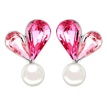 Popular Jewelry Accessories Love Heart Crystals from Swarovski Earrings For Women Studs Earings Pendientes Fashion Bijoux 2024 - buy cheap