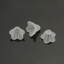 DoreenBeads Retail White Lily Flower Frosted Acrylic Beads 14x10mm,sold per pack of 200 2024 - buy cheap