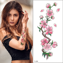 Tatuagem temporária à prova d'água, tatuagens temporárias para mulheres e meninas, adesivo de flor, flor de pêssego, peônia, rosa, mão, tatuagem à água 2024 - compre barato