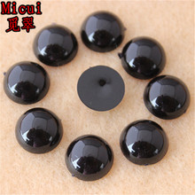 Micui 100 Uds 12mm Color negro estrás acrílico redondo parte posterior plana para la ropa adornos para vestido accesorios de joyería ZZ307B 2024 - compra barato