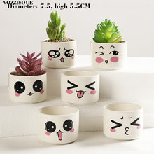 HOT Succulent Pots Mini Macetas Cute Emoticon Indoor Bonsai Ceramic Pot Terra Cotta Ceramics Flower Pots Decorative Potted 2024 - buy cheap