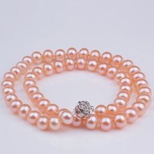noble women gift Jewelry  Clasp 17-17.5inch  Natural AAA+ 9-9.5mm Pink Akoya Sea South Pearl NecklaceCZ Luxury Ms. girl 2024 - buy cheap