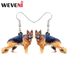 WEVENI Accessory Acrylic German Shepherd Dog Earrings Dangle Drop Cute Trendy Animal Jewelry For Women Girls Pet Lovers Brincos 2024 - buy cheap