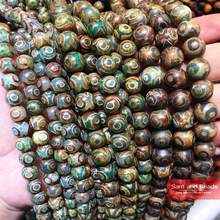 Contas de olhos tibetanos dzi, china, pedra de agat verde natural, 8/10/12mm, contas soltas redondas para fazer joias, diy ctb04 2024 - compre barato