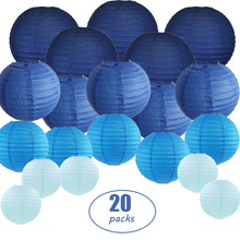 20 pcs 6"-12" Blue Paper Lanterns Chinese Japanese Assorted Sizes & Colors lampion for Wedding Party Hanging Outdoor Diy Decor 2024 - buy cheap