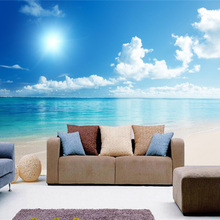 Papel tapiz de Gran Mural personalizado, tapiz 3D de paisaje marino, cielo azul, paisaje de habitación 2024 - compra barato