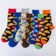 Jhouson 1 pair Hot sale Men's Combed cotton Colorful Socks Donut Pattern Casual Dress Wedding Socks Fashion Skateboard Socks 2024 - buy cheap