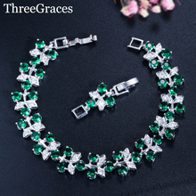 Threegraces 5 opções de cores cz jóias acessórios verde vermelho roxo zircônia cúbica cristal pulseiras amizade para senhoras br101 2024 - compre barato