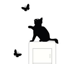 Наклейка на стену в виде кошки, с выключателем света 2024 - купить недорого